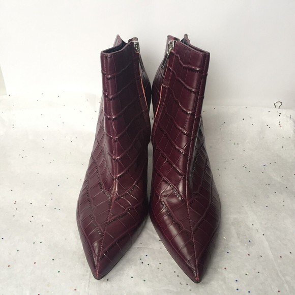 Marc Fisher Purple Croc Embossed Unno Ankle Boot - Size 9.5 Pointed Toe - Picture 8 of 16